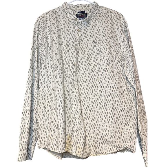 Flying Machine Extra Large White Print Button-Down Shirt 100% Cotton - Picture 1 of 4
